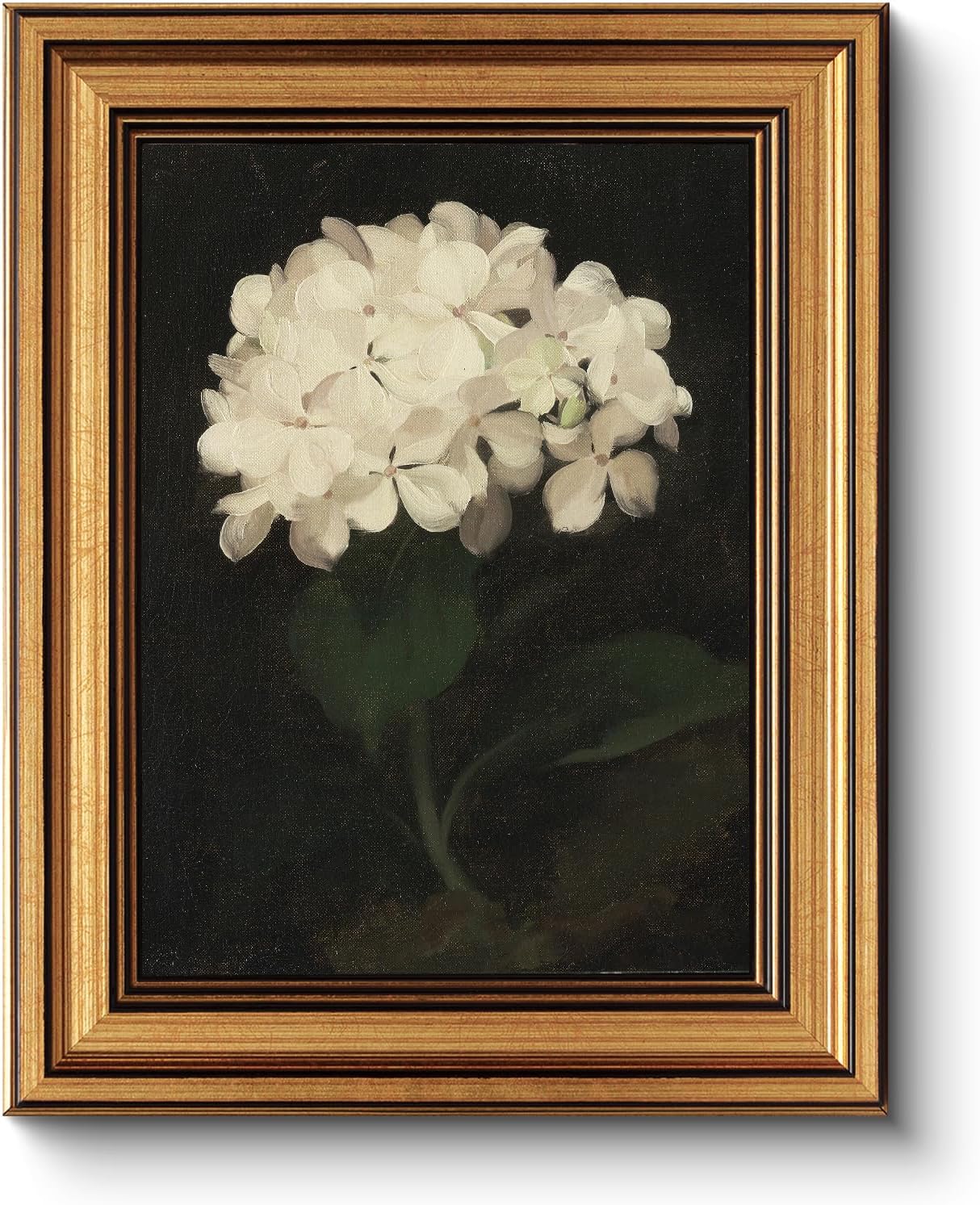 Gold Framed Vintage Wall Art for Living Room, Flowers Painting Canvas Prints Shelf Decor for Kitchen, Aesthetic Bedroom Wall Art, Christmas Gifts for Friends or Family (White Hydrangea 8"x10")