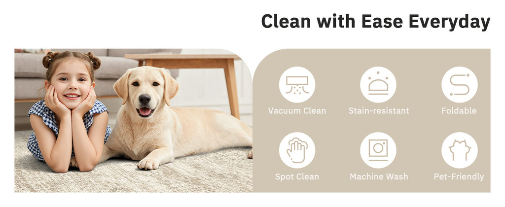 Soalmost Washable Area Rug 8x10, Large Soft Rugs for Living Room Vintage Beige Carpet 8x10 Area Rugs for Bedroom Dining Room Non-Slip Stain Resistant Under Table Rug