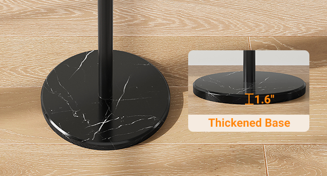 Coat Rack Freestanding with Natural Marble Base, Metal Coat Rack Stand with 10 Hooks, 3 Adjustable Size Coat Tree for Bags, Clothes, and Hats for Entryway, Bedroom, Hallway, Office, Black