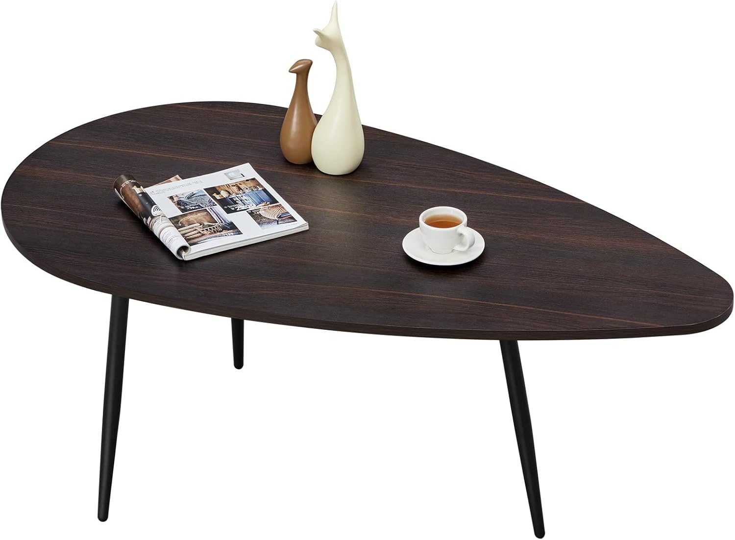 SAYGOER Modern Coffee Table White Oval Coffee Tables for Living Room Simple Center Table for Small Space Home Office Easy Assembly 22.2" D x 42.5" W x 17.1" H, White