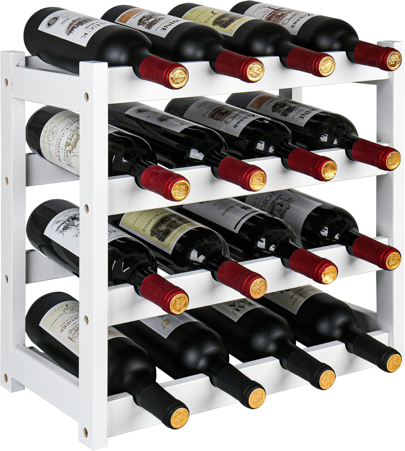 Bamboo Wine Rack, Sturdy and Durable Wine Storage Cabinet Shelf, Wine Racks Countertop for Pantry,Kitchen,3-Tier 12 Bottles Wine Rack Black